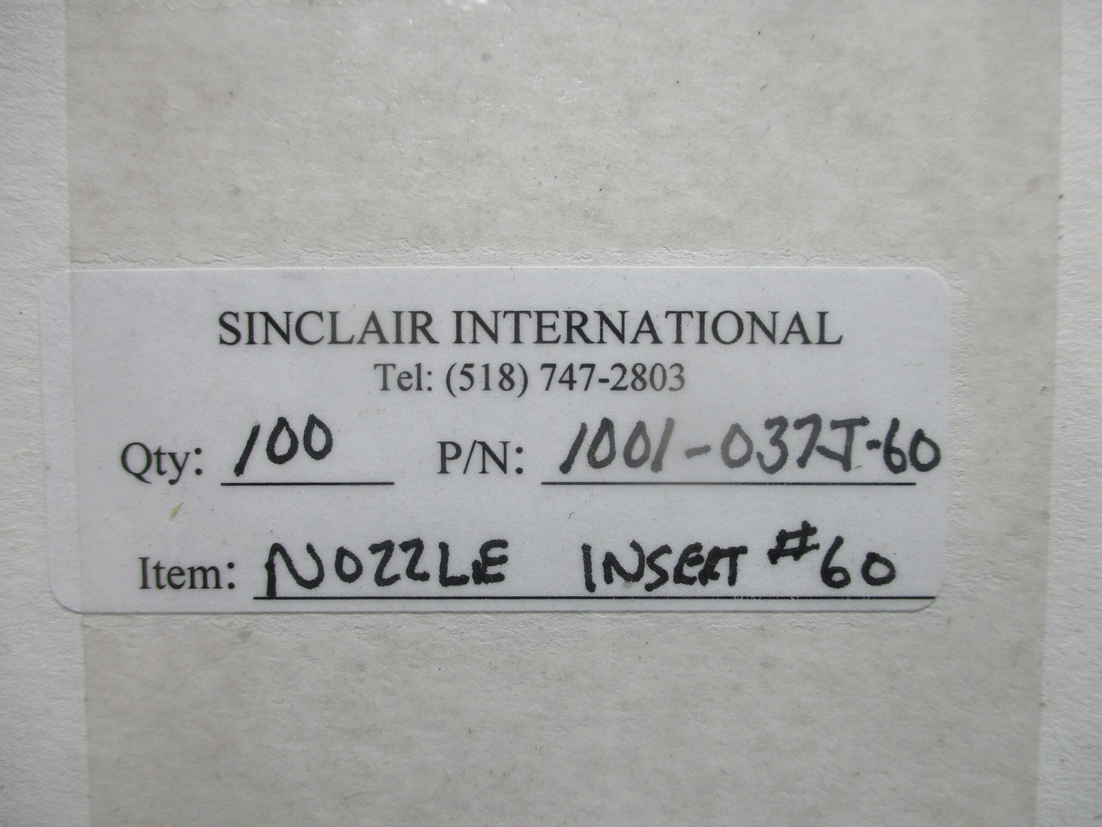 SINCLAIR 1001-037-T-60 NOZZLE INSERT LOT OF 100 NSNP