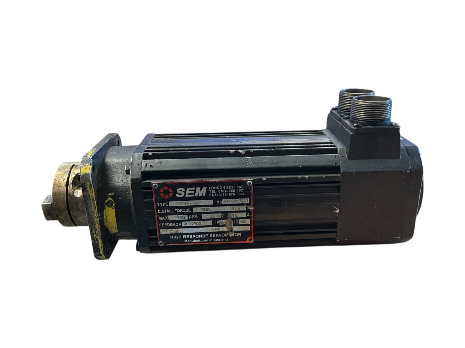 SEM HR92G4-88S High Response AC Servo Motor 6000RPM 3Nm Resolver Feedback 530V