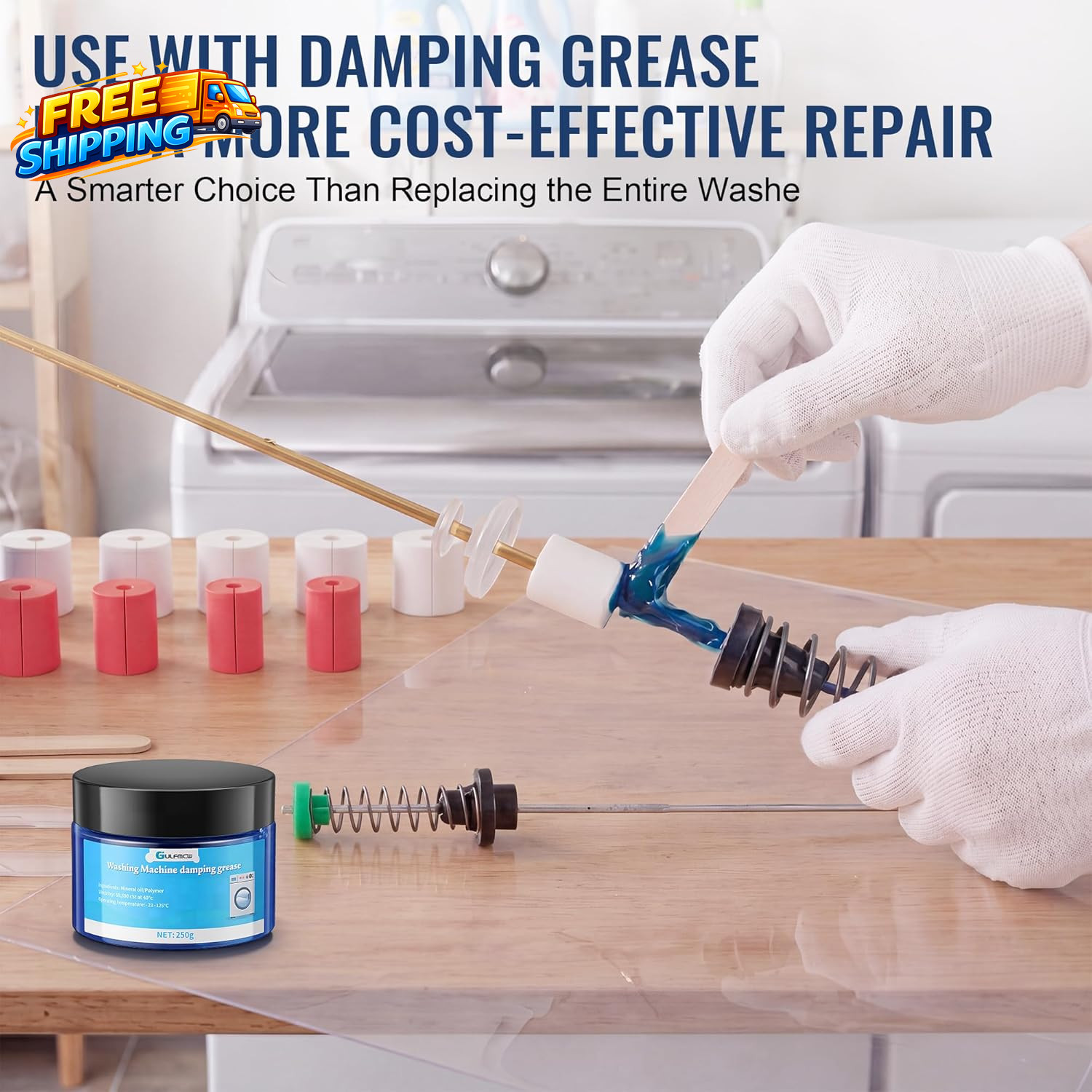 3.5 Oz (100G) Washing Machine Damping Grease with 10 Foam Inserts for Suspension