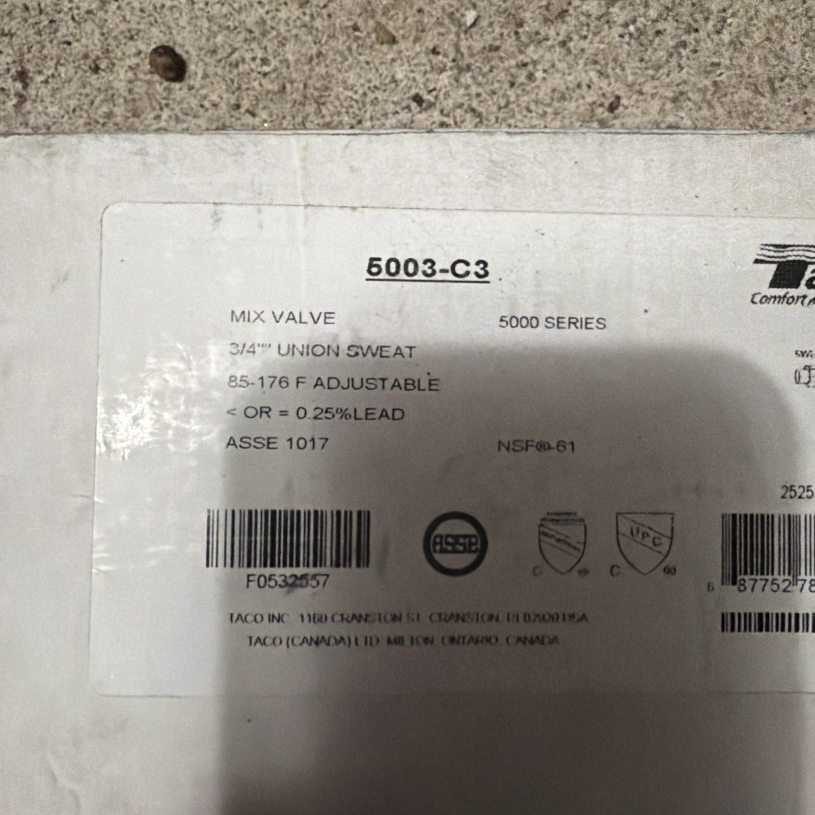 TACO 5003-C3 Mixing Valve, Forged Brass, 1 to 20 gpm 29YM45