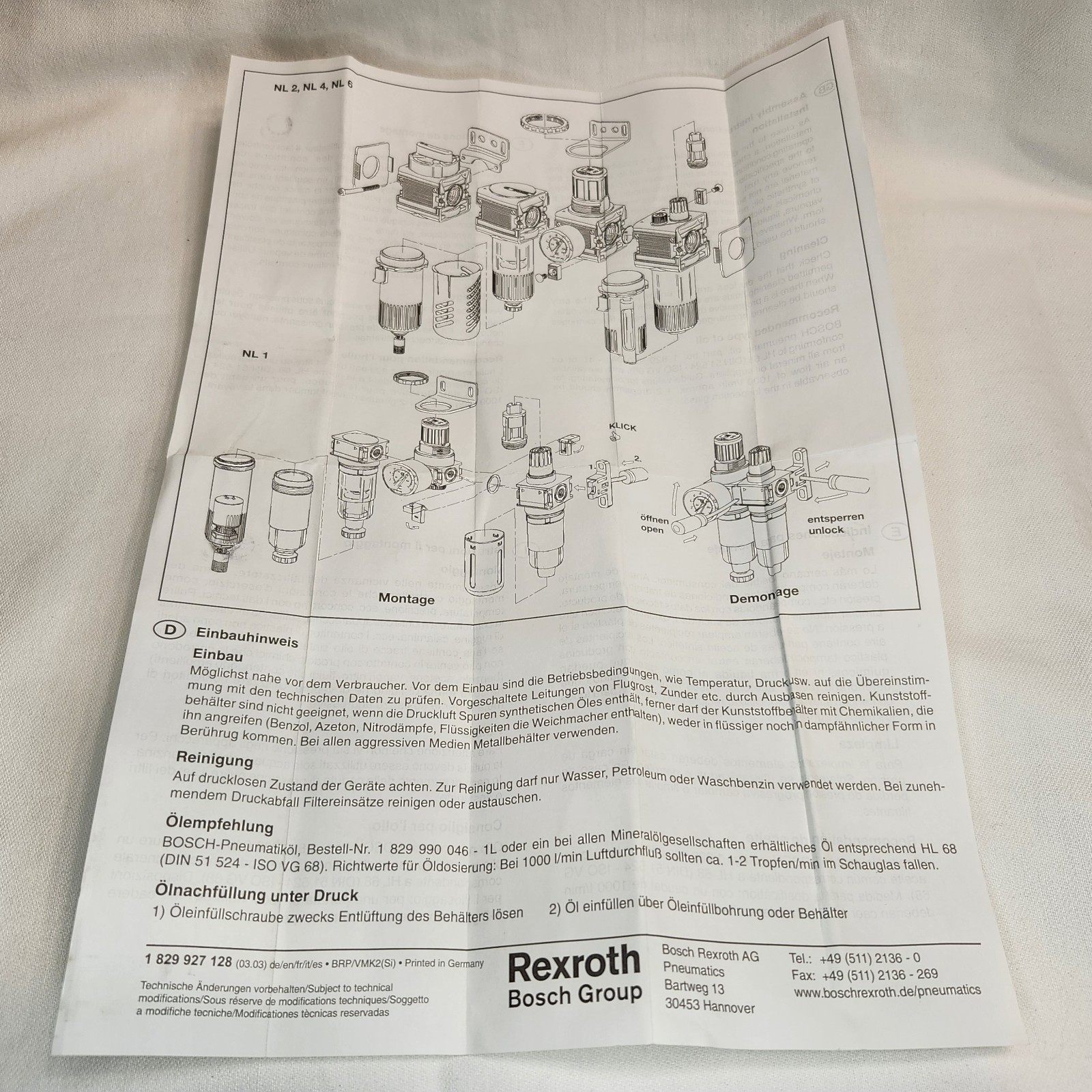 Bosch / Rexroth 0-821-302-430 Regulator 0-10 Bar New In Box OEM Part