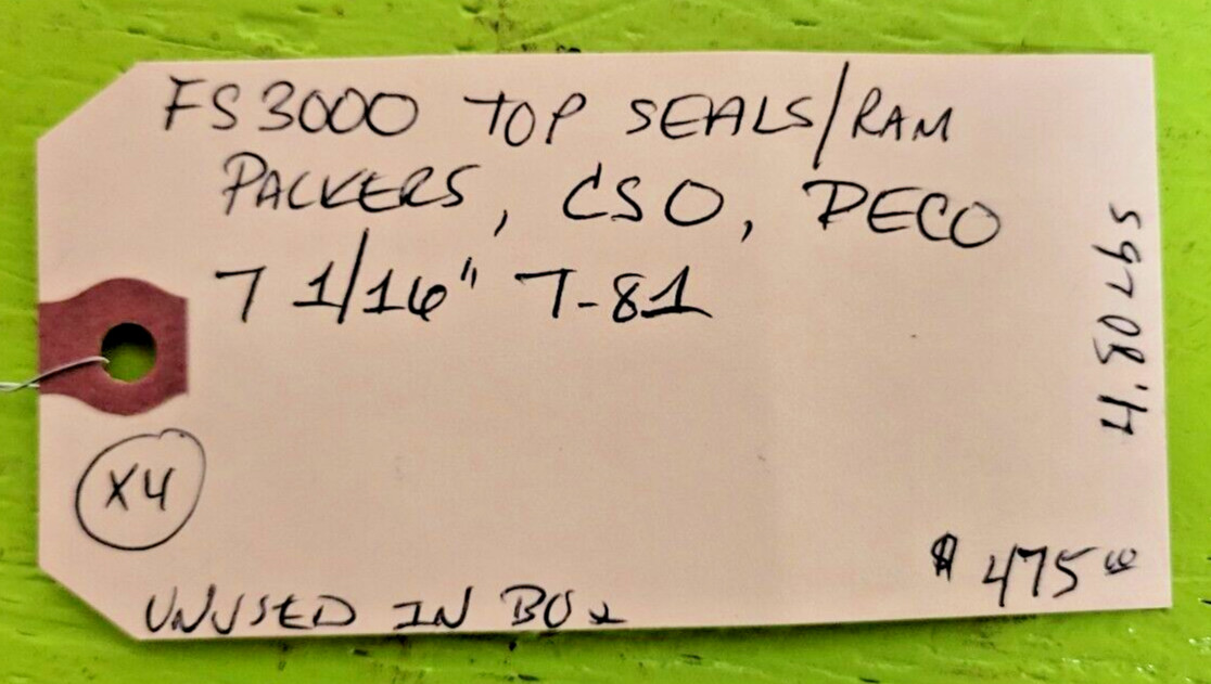 🟠PECO FS3000 TOP SEAL RAM PACKERS COS 5 LBS PESSCO IS OFFERING 1 G032324-5-8 🗽