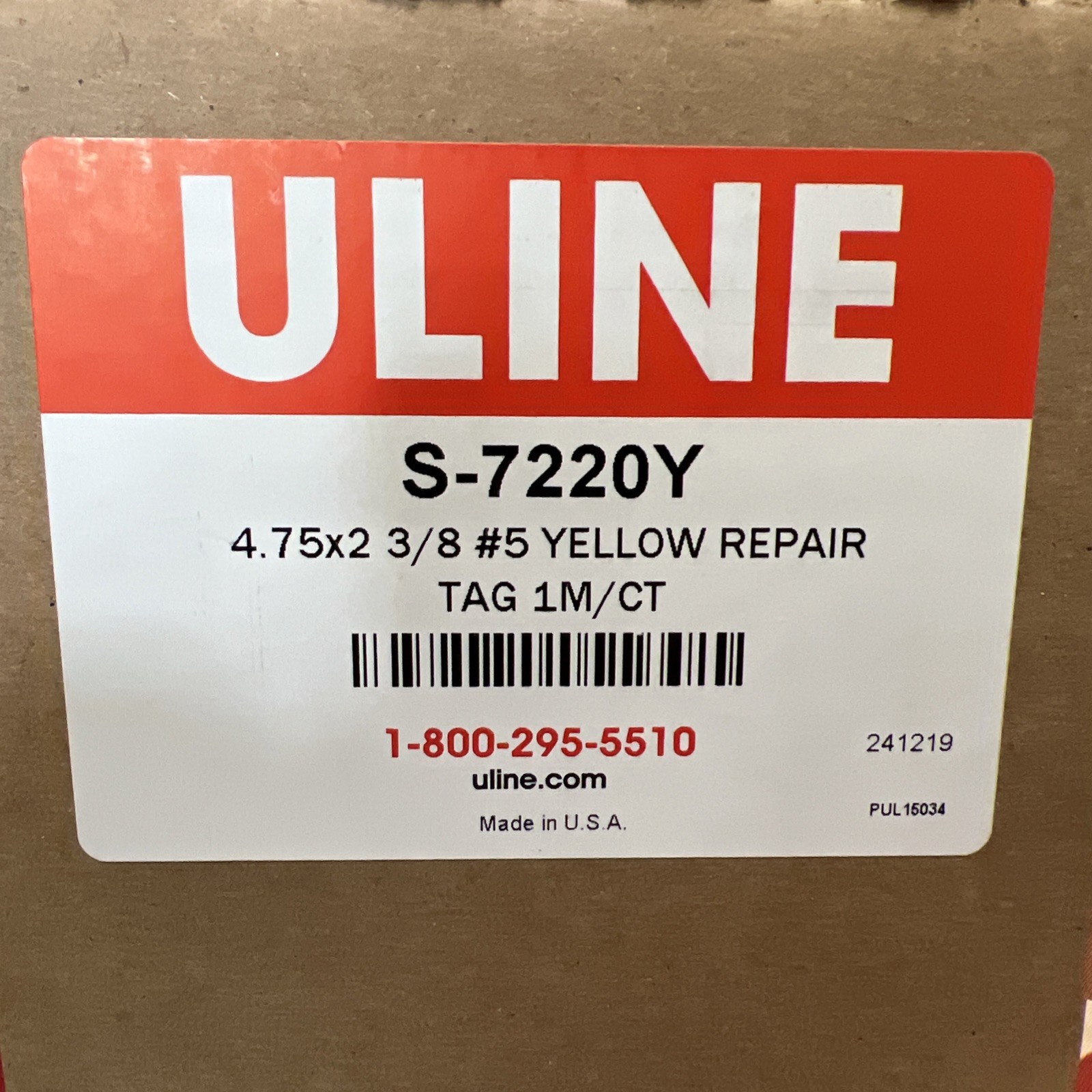1000 ULINE 2-Part Repair Tags – Yellow,Consecutively Numbered S-7220Y