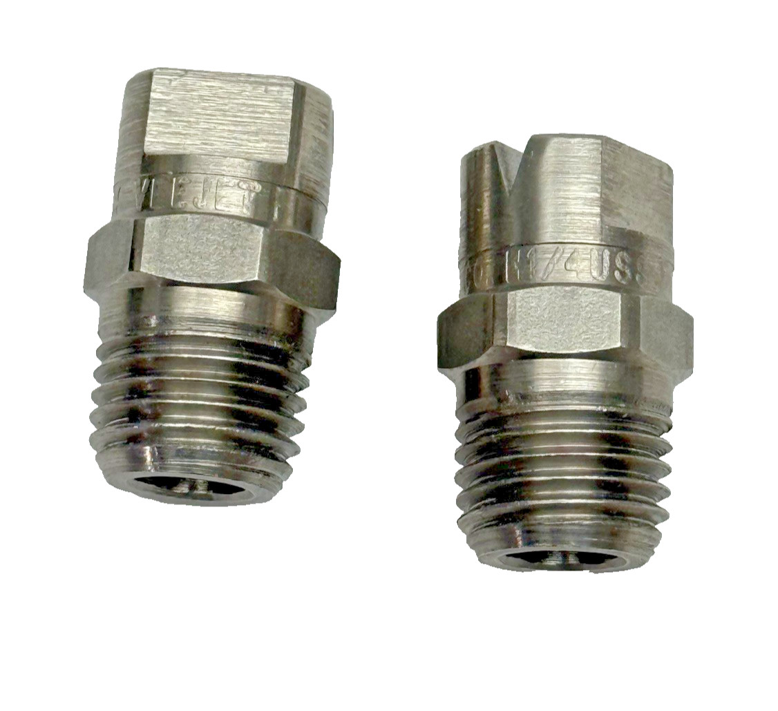 Lot Of 2, Spraying Systems H1/4U-SS9530 Stainless Steel Flat Fan VeeJet Nozzle