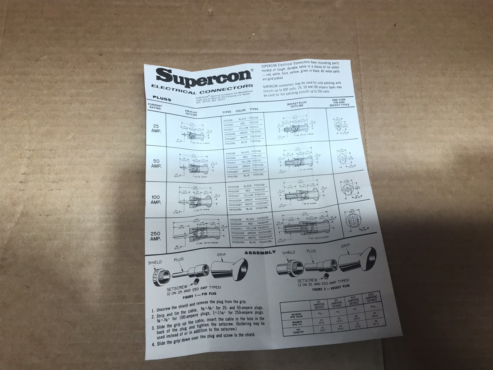 SUPERCON PS25GBL TEST PLUG SOCKET-PLUG 25 AMP NIB