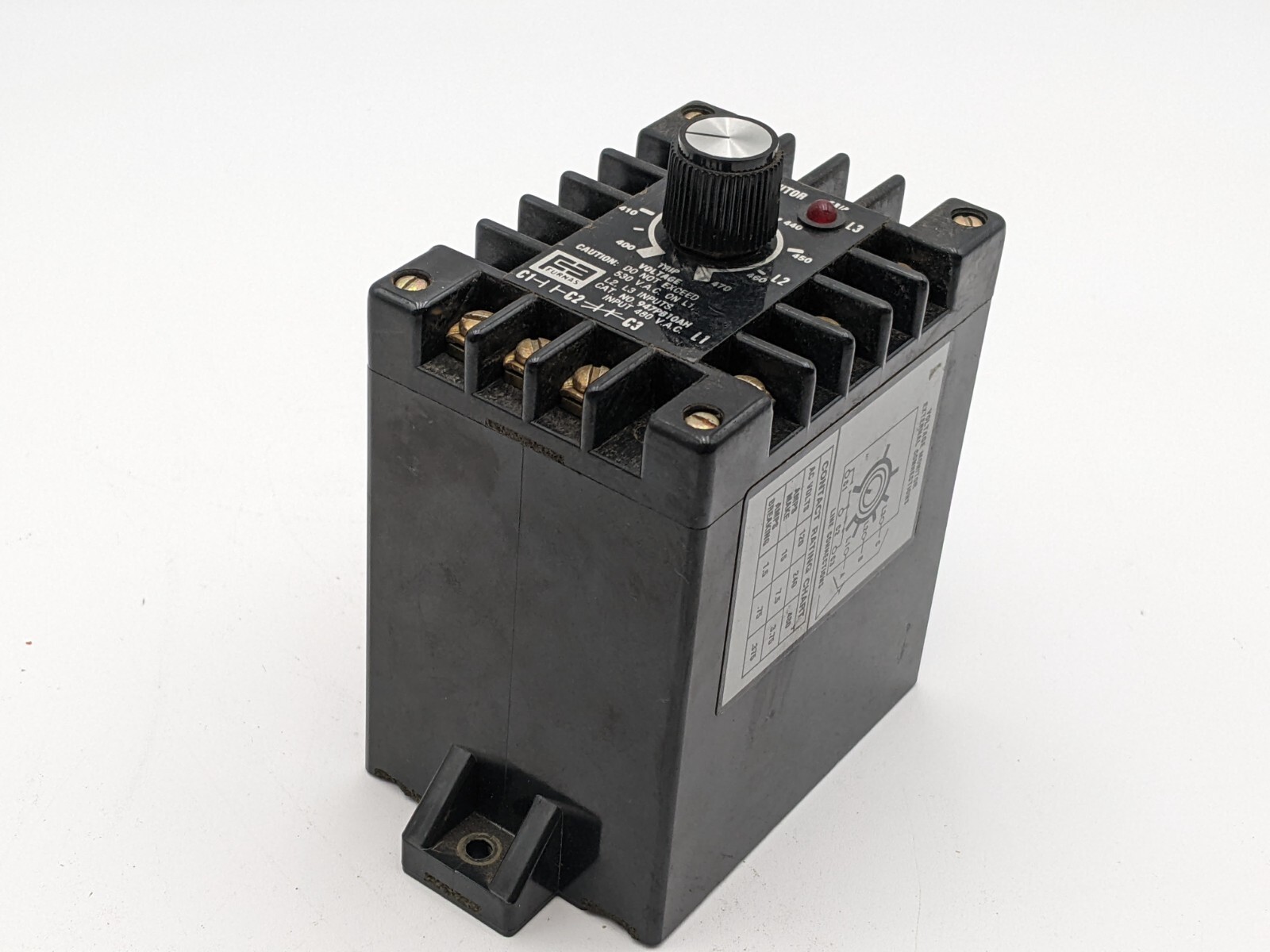 Furnas 947PB10AH Voltage Monitor 400-470 Volt Adjustable 3.75-15 Amp Bolt On