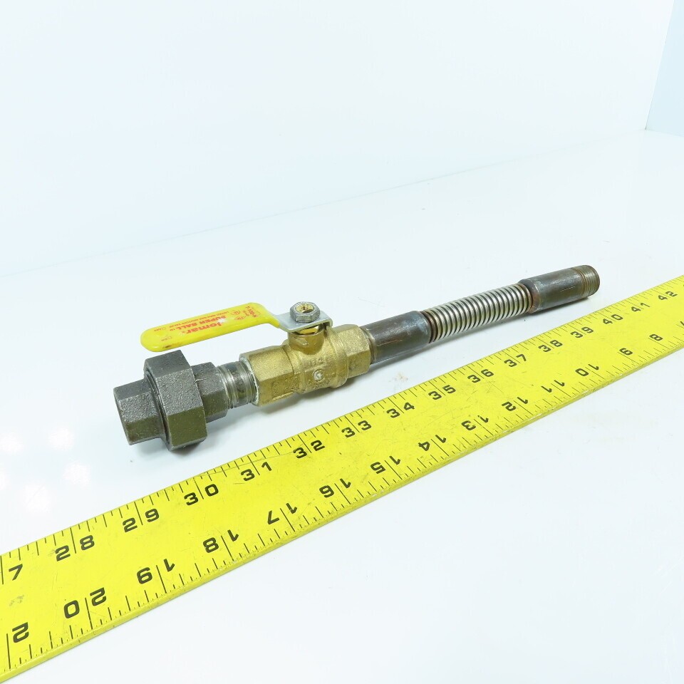1/2″ NPT x 11-1/2″ Long Flexible Gas Line Assembly W/ Ball Valve & Union