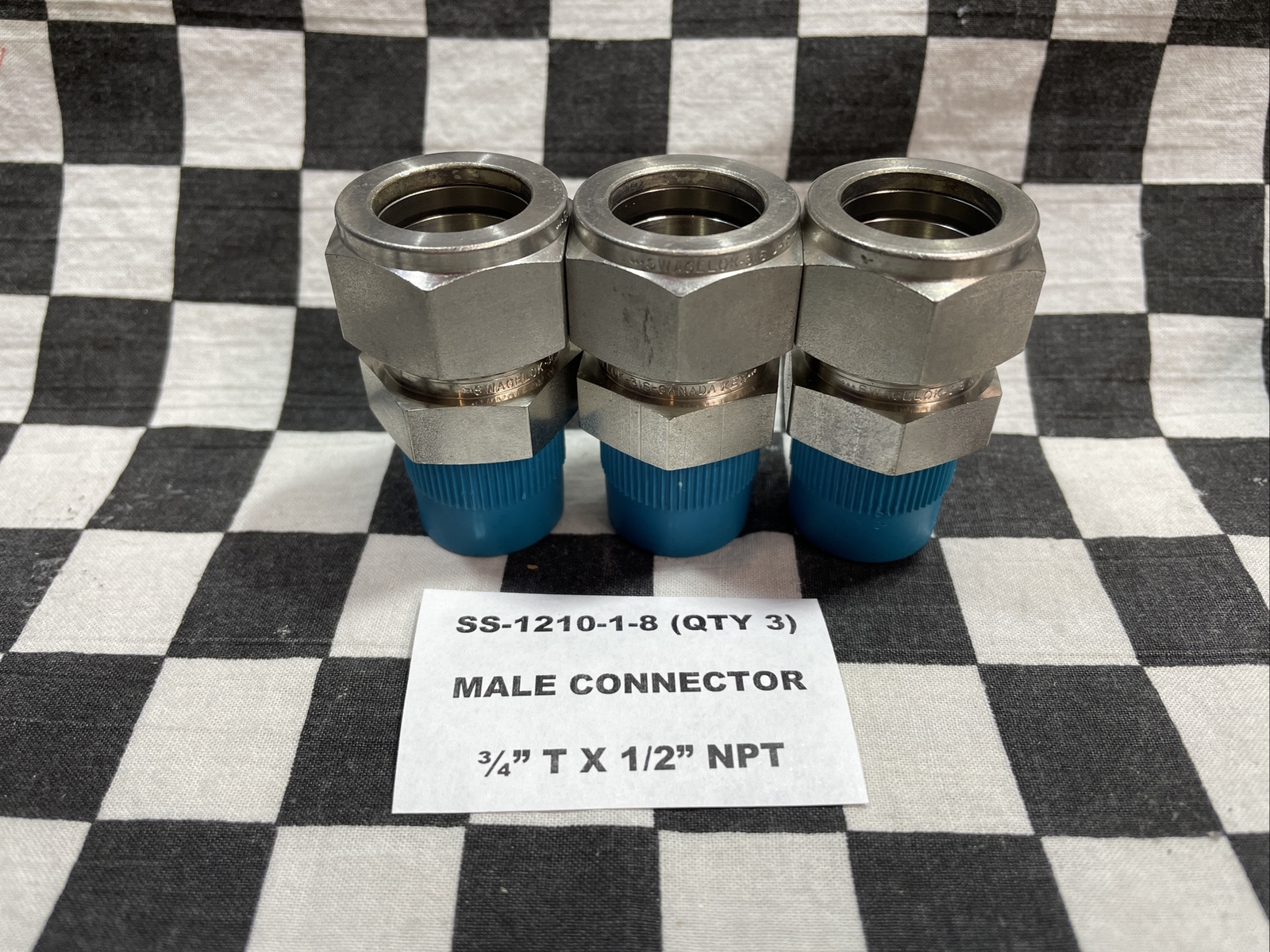 SWAGELOK MALE CONNECTOR 3/4″ T, SS-1210-1-12 & SS-1210-1-8, LOT OF 4 SHIPSAMEDAY