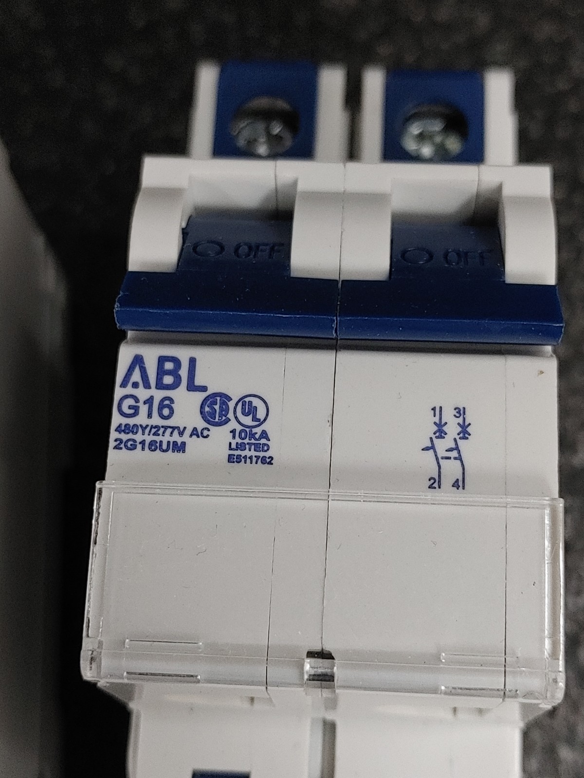 Lot of 2 ABL G16 2G16UM 480Y/277 AC UEG16M 2 Pole MCB Miniature Circuit Breaker