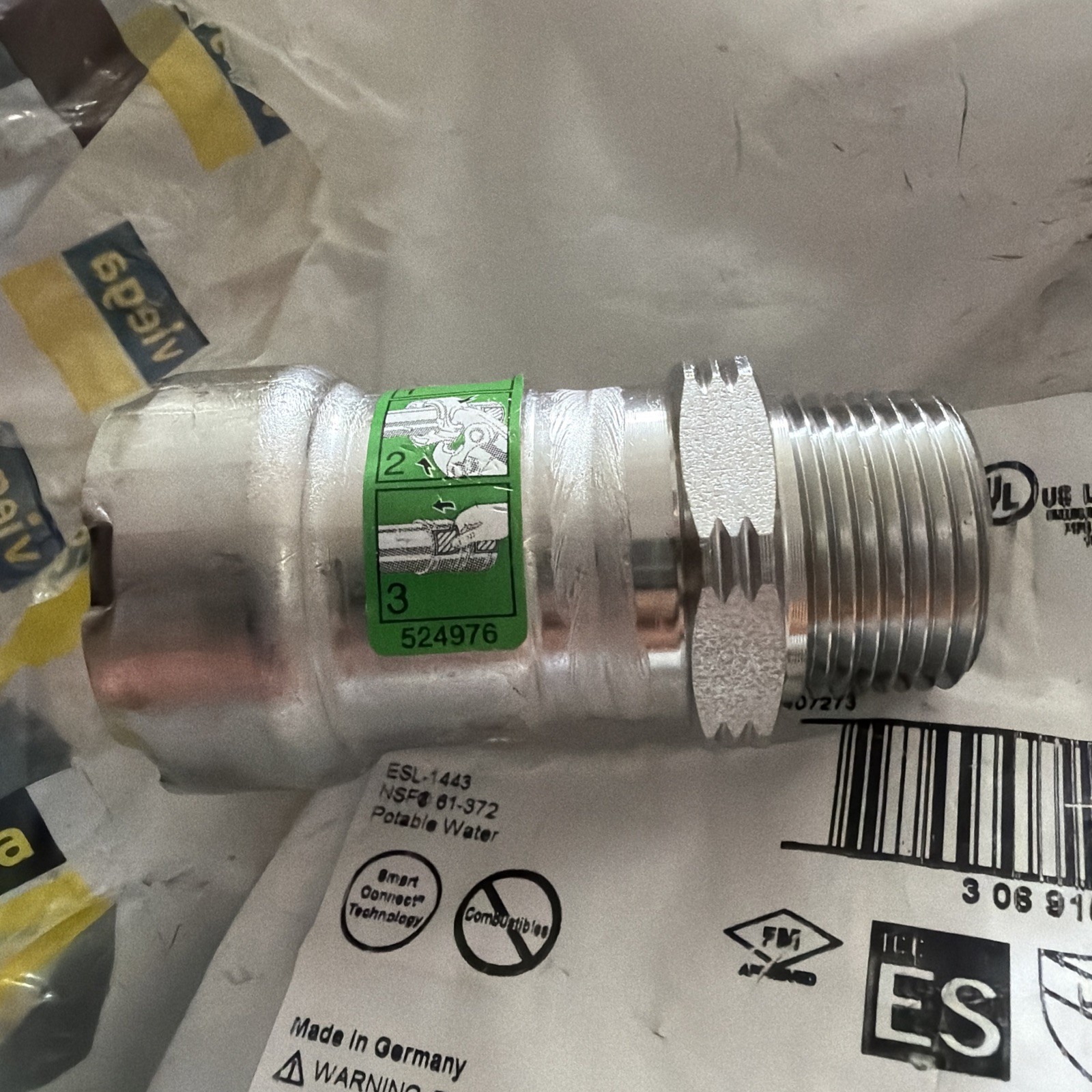 Viega 90240 3/4″ P-MPT Male Adapter MegaPress 316 Stainless Steel