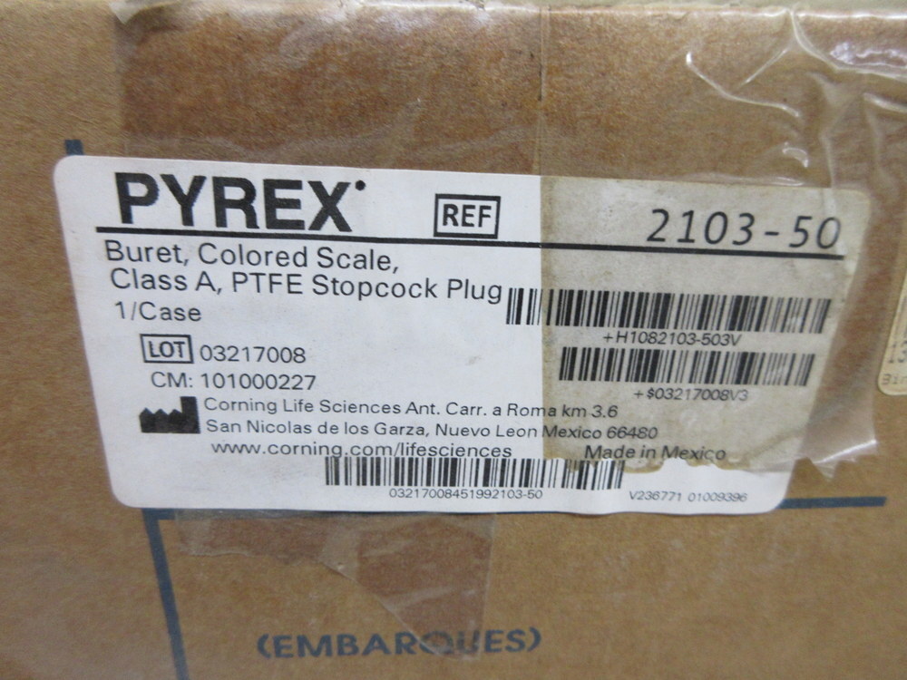 Corning 2103-50 Pyrex Class A Buret 210350
