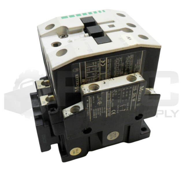 MOELLER DIL1AM CONTACTOR W/ (2) 11S DIL M AUXILIARY CONTACT W/ RC B DIL 250