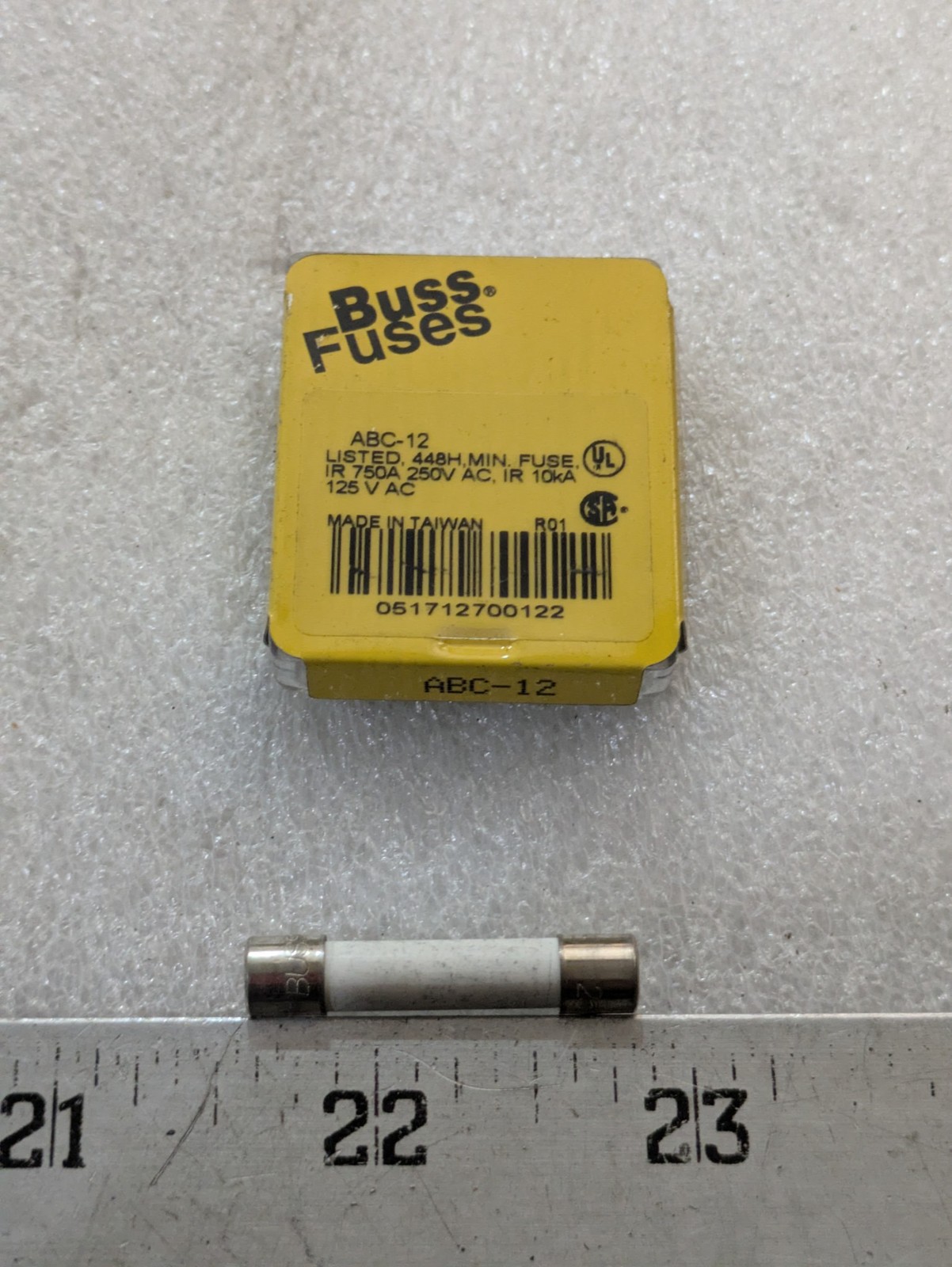 BUSS FUSES ABC-12 125-250V AC 10KA 750A 1BX44 ‘PACK OF 5’