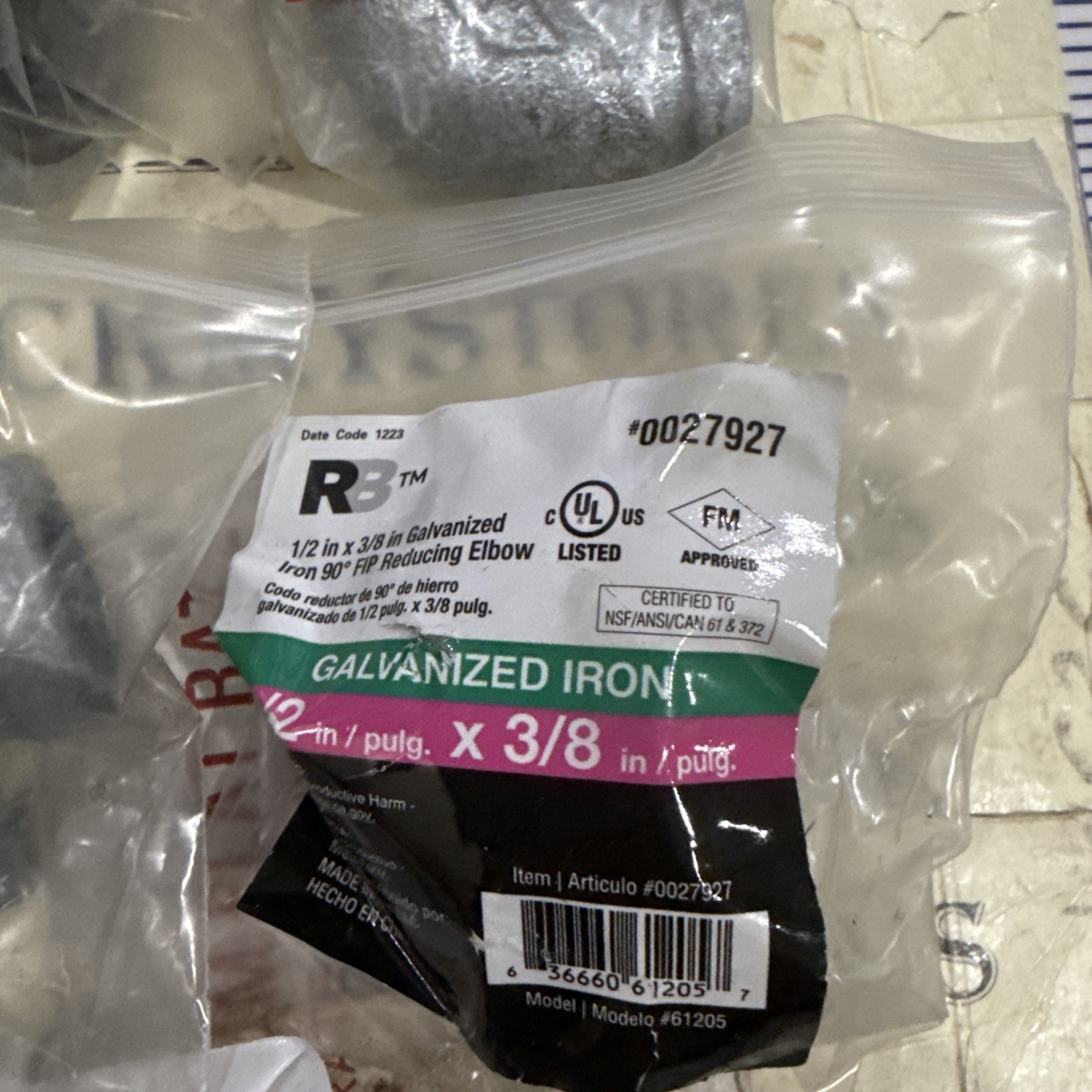 9X ProLine RB 1/2″ x 3/8″ Galvanized Iron Female Threaded 90 Degree Elbow