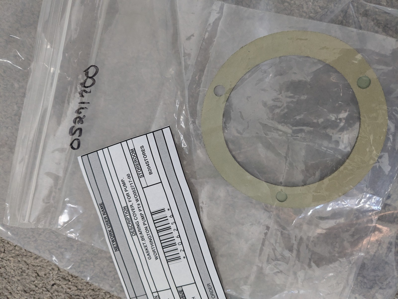 Worthington Flowserve Pump Bearing Cover Gasket W0052717-00 052717