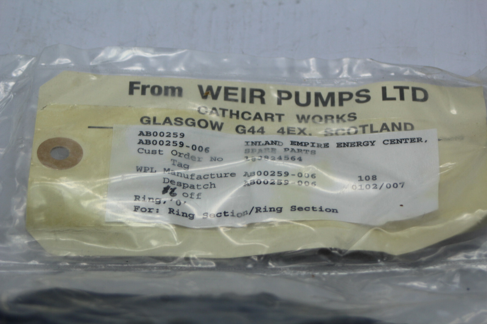Weir Pumps LTD AB00259-006 O-Ring Kit New