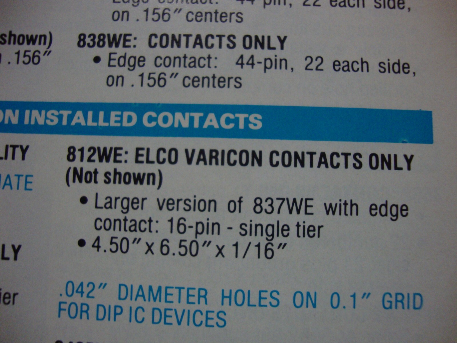 812WE Vector Electronics plug board w/ELCO contacts