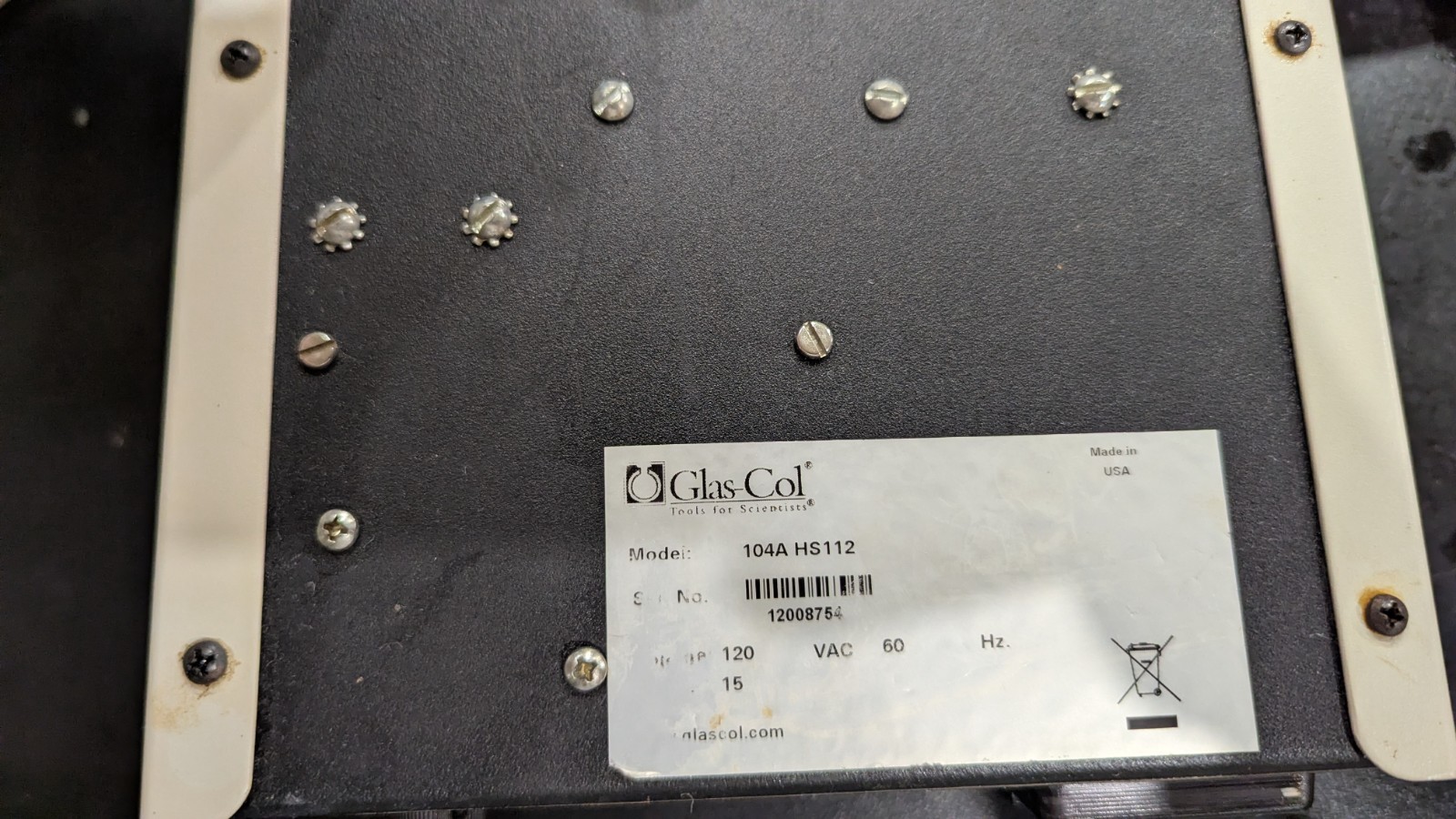 Glas-Col Digital Temperature and Stir Controller 104A HS112 USED