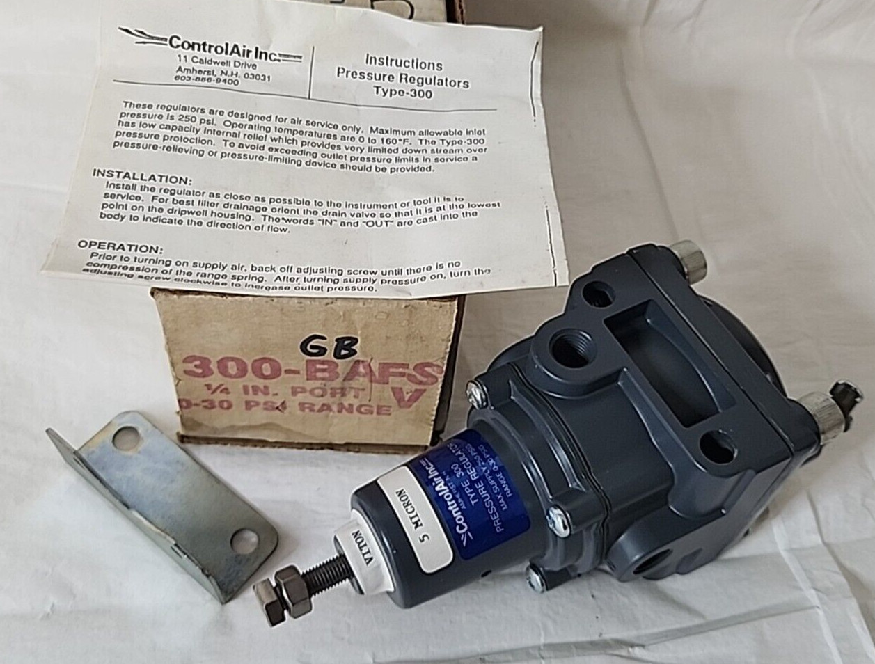 Control Air Inc Type 300 Air Filter Pressure Regulator Max PSIG 250 Range 0-30