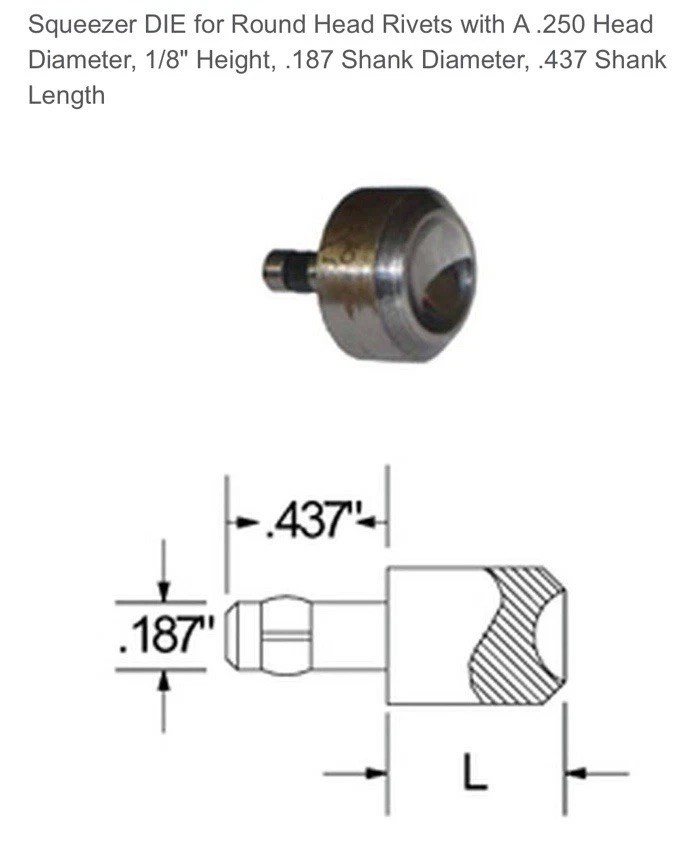 Lot of 2 Squeezer Rivet Dies 3/16x 3/16×1/2” AN470 M200-4 Oval Rivets(25JN41)