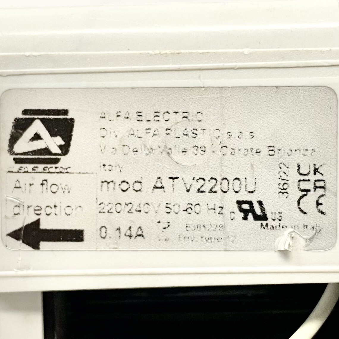Alfa Electric ATV2200U Fan 220/240V 50/60Hz