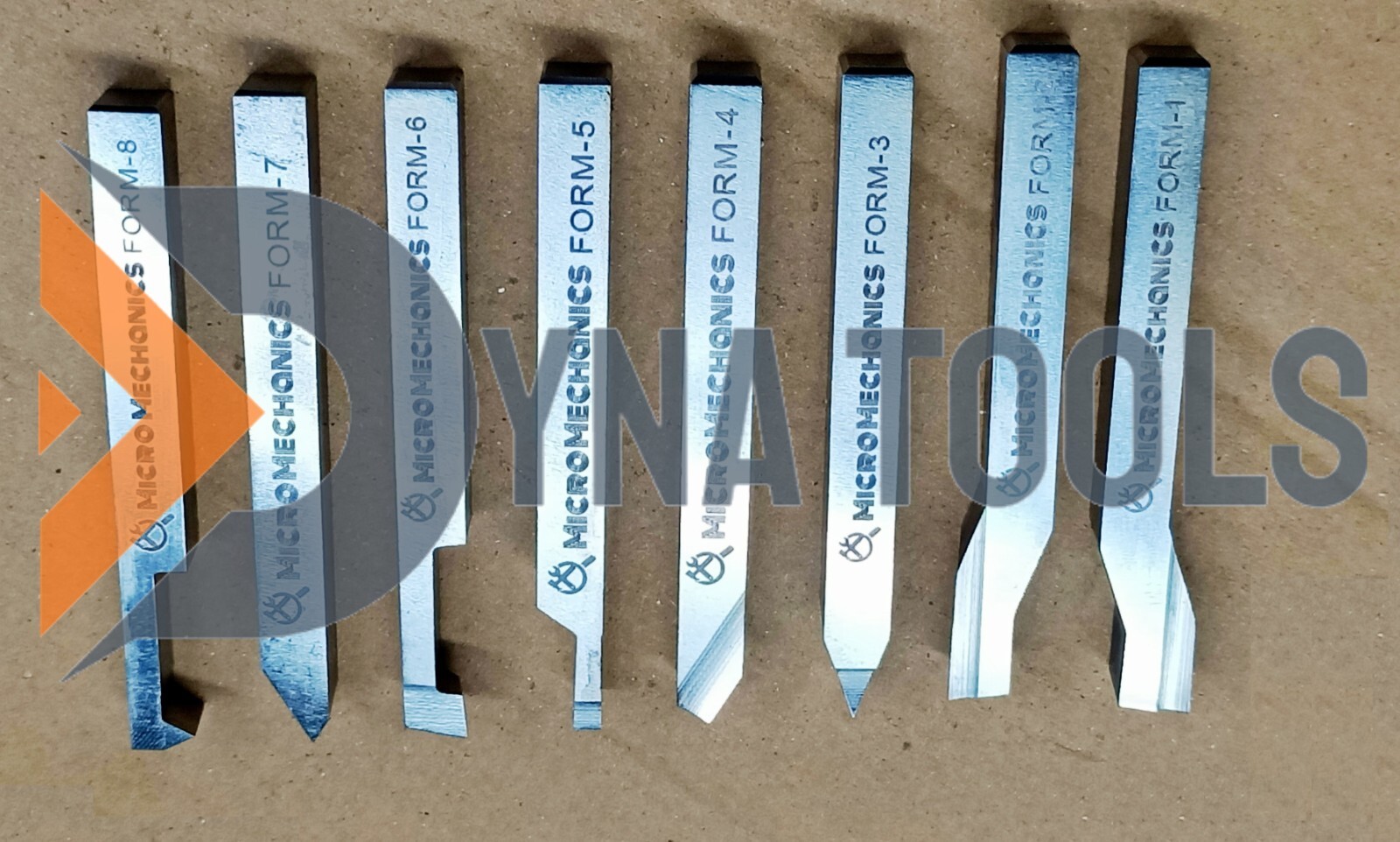 10mm x 100mm HSS Lathe Form Tools Set Of 8 Pieces Square Shank Pre-Formed Tools