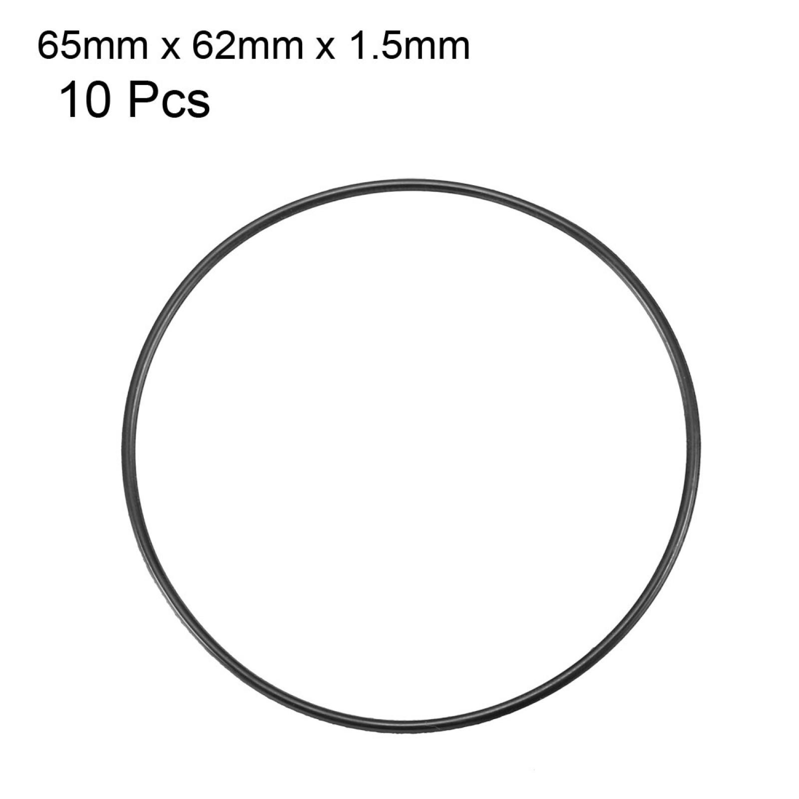 10 Pcs Black Rubber Oil Seal O Ring Gasket Washers 65mm x 62mm x 1.5mm