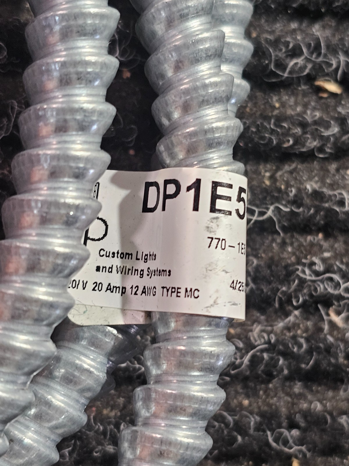 (QTY2)D&P Custom Lights DP1E5-10-IG Extender Cable 10ft. 120V 20A 12 AWG Type MC