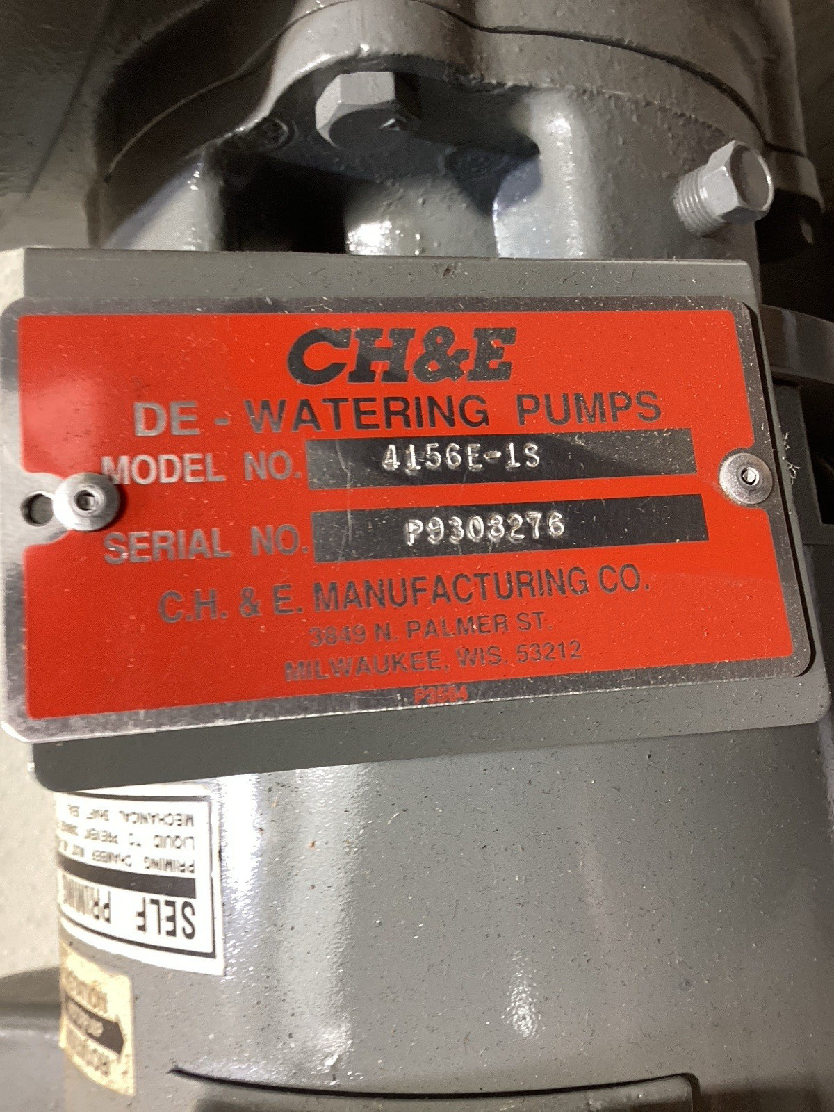 CH&E 4156E-1S Self Priming Centrifugal Pump. Single Phase 2 HP.