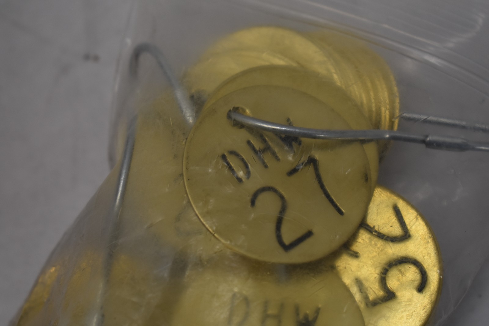 Brady 1-1/2″ Diameter Stamped Brass Valve Tags Legend “DHW” Lot of 100