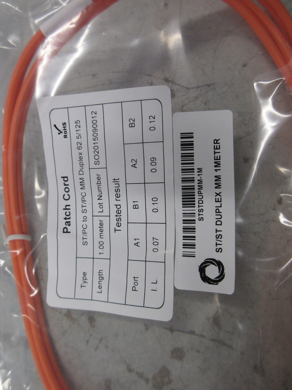 Lynn Electronics Fiber Optic Patch Cord STSTDUPMM-1M ST/PC To ST/PC New Surplus