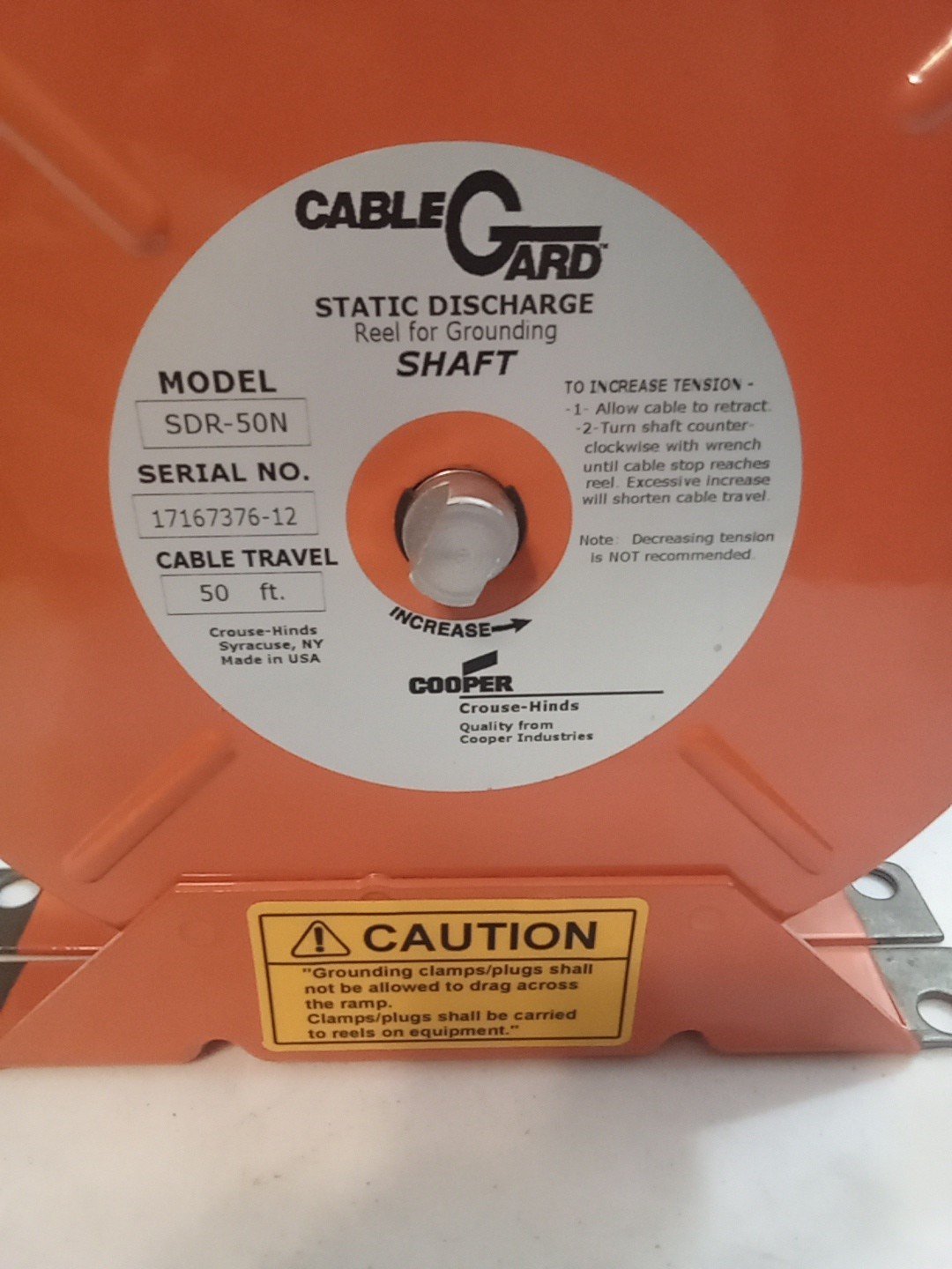 Crouse-Hinds Cable Gard SDR 50N Static Discharge Reel With Nylon Covered Cable