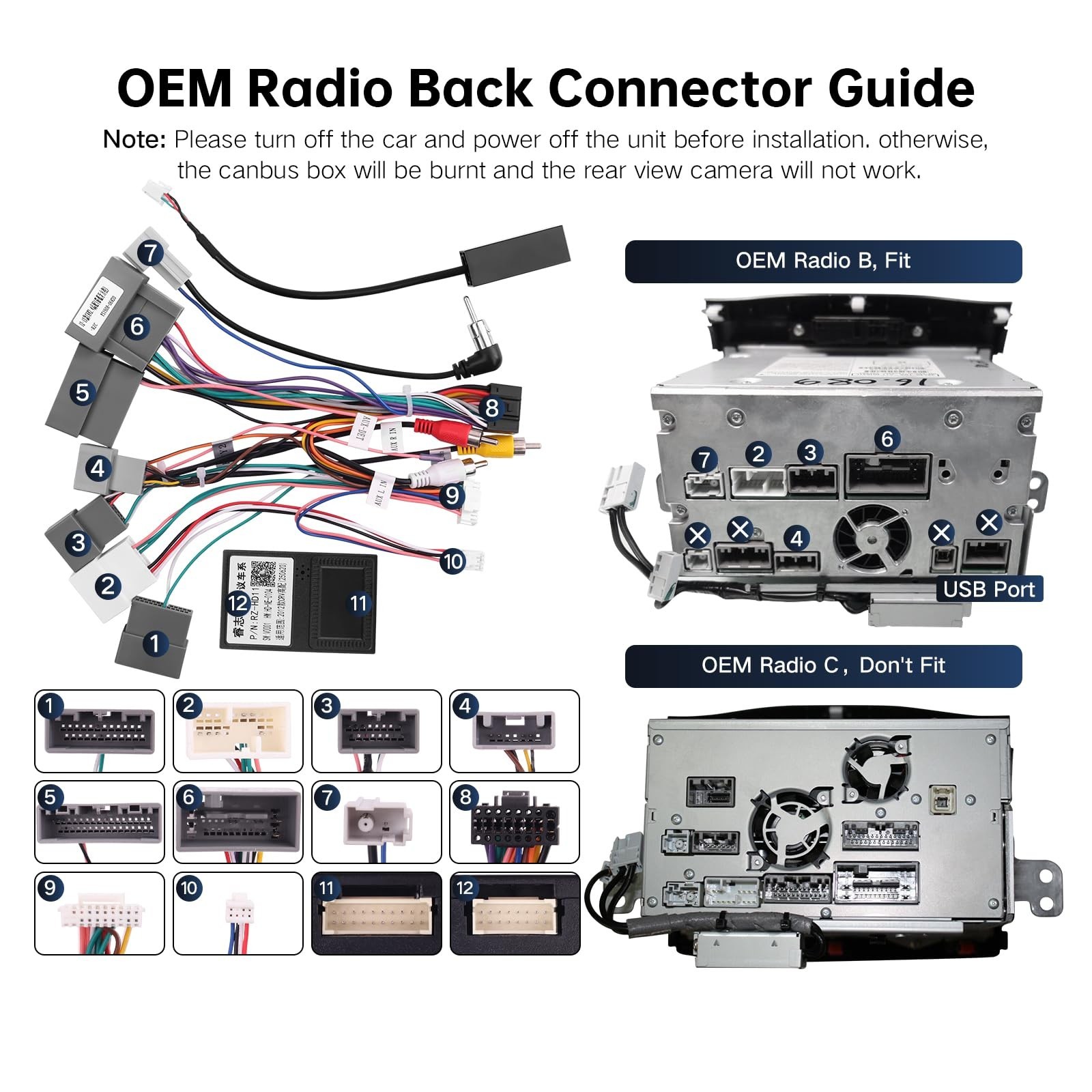 16PIN Car Radio Wiring Harness for Honda CR-V 2013-2014 2.4L, Aftermarket Ste…