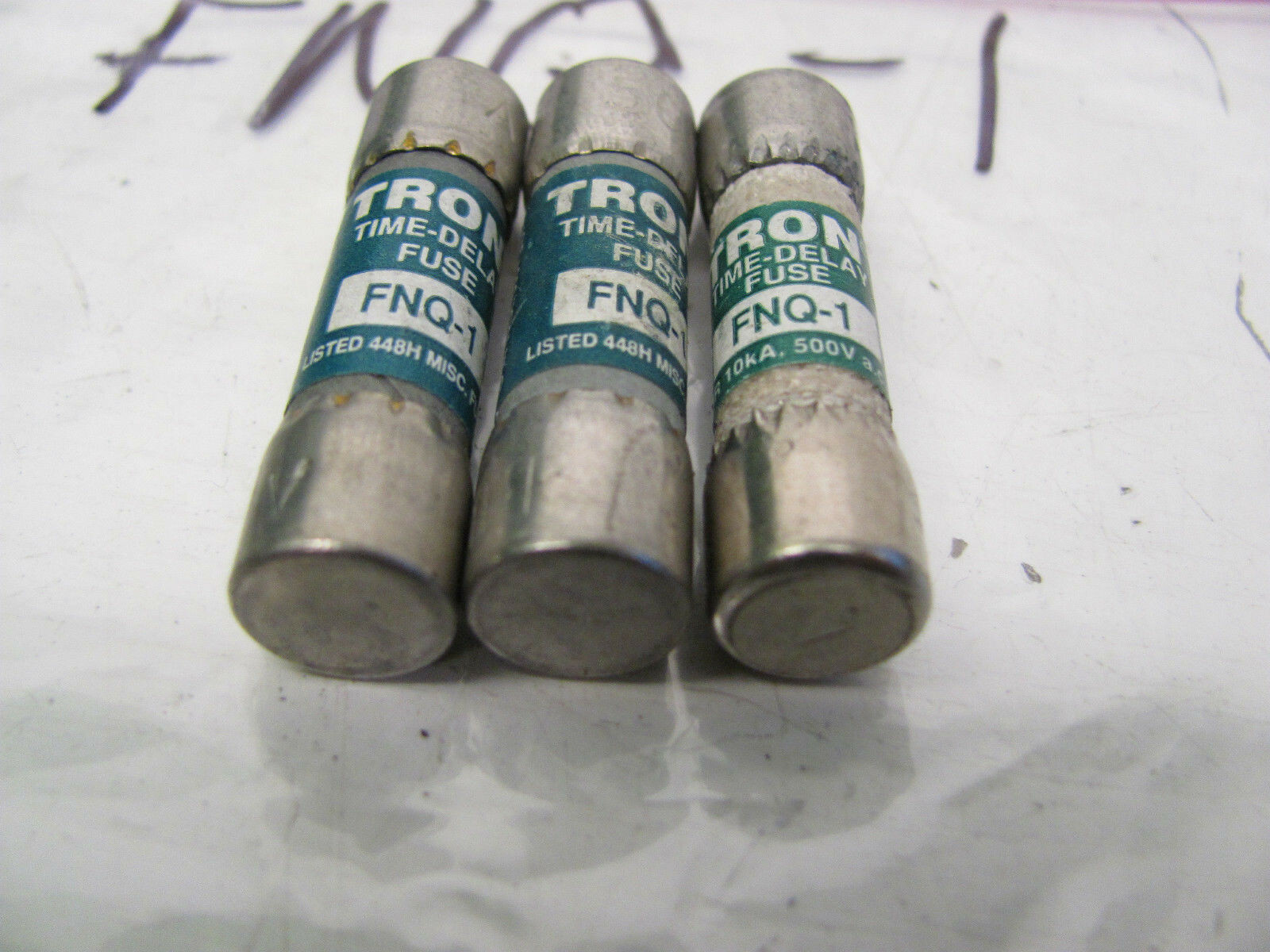 LOT OF 3 FUSETRON TIME DELAY FUSES FNQ-1 500V 1A