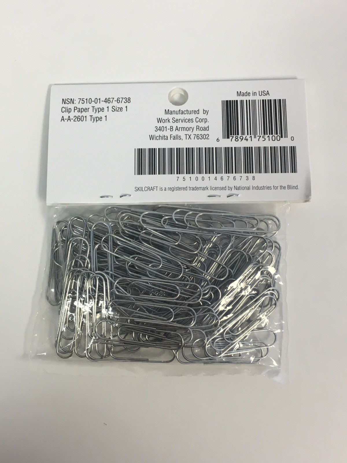 Skilcraft Standard Steel Paper Clips, #1 Silver Gem, 500 Count 7510-01-467-6738