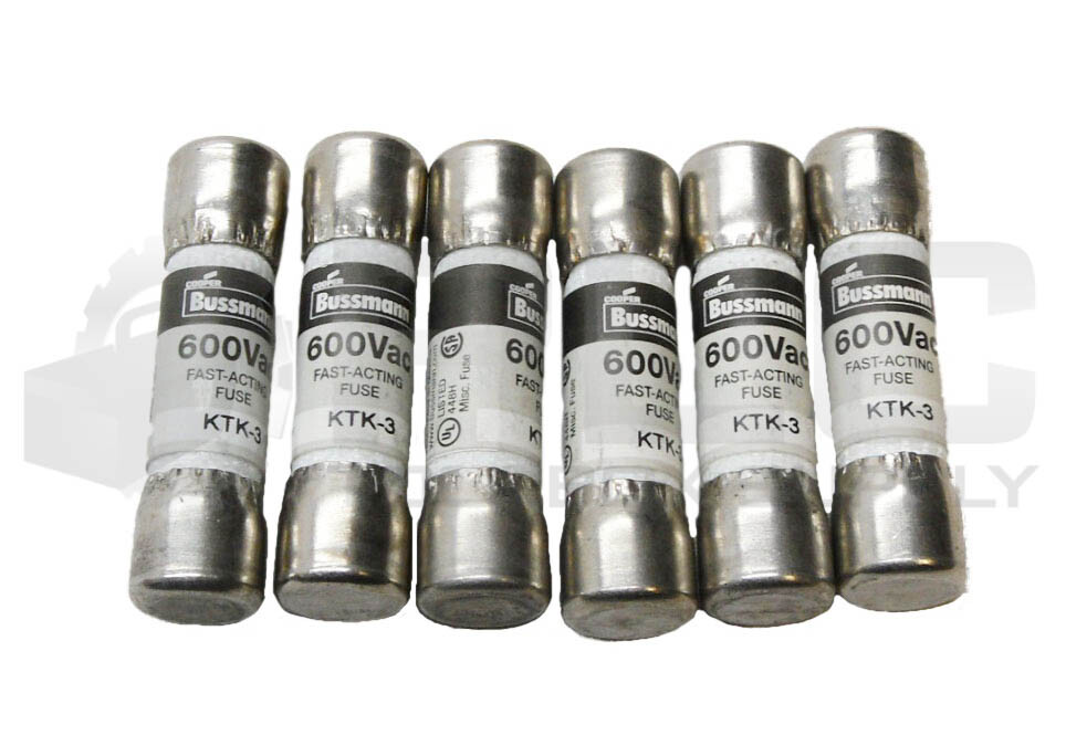 LOT OF 6 NEW BUSSMANN KTK-3 FAST ACTING FUSE 3A 600VAC