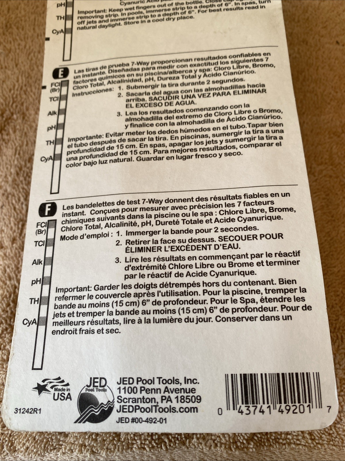 JED Pool Tools 00-IT492-01 Insta-Test 7 Way Pool Water Test Kit