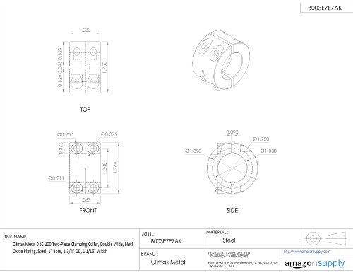Climax Metals D2C-100 Black Oxide Plated Steel 1 Count (Pack of 1), White