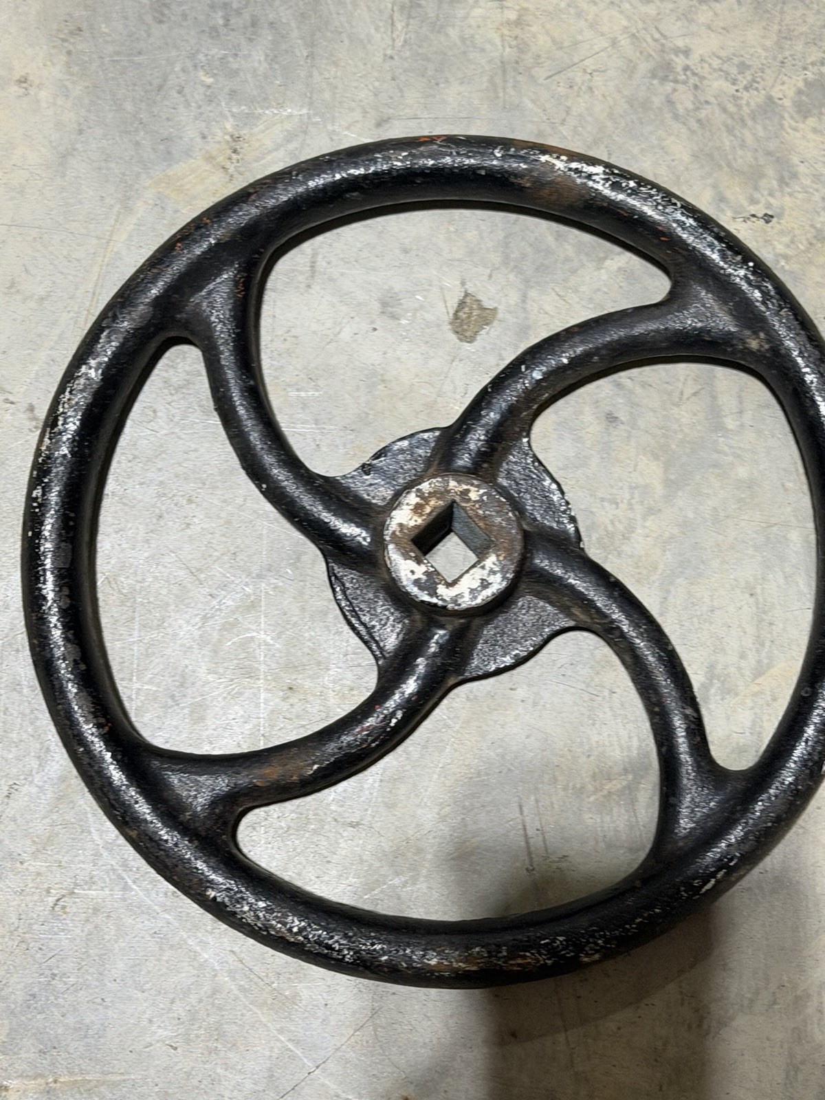 Vintage Industrial Cast Iron ? Valve Hand Wheel Steam Punk Open Crank KKM T163W