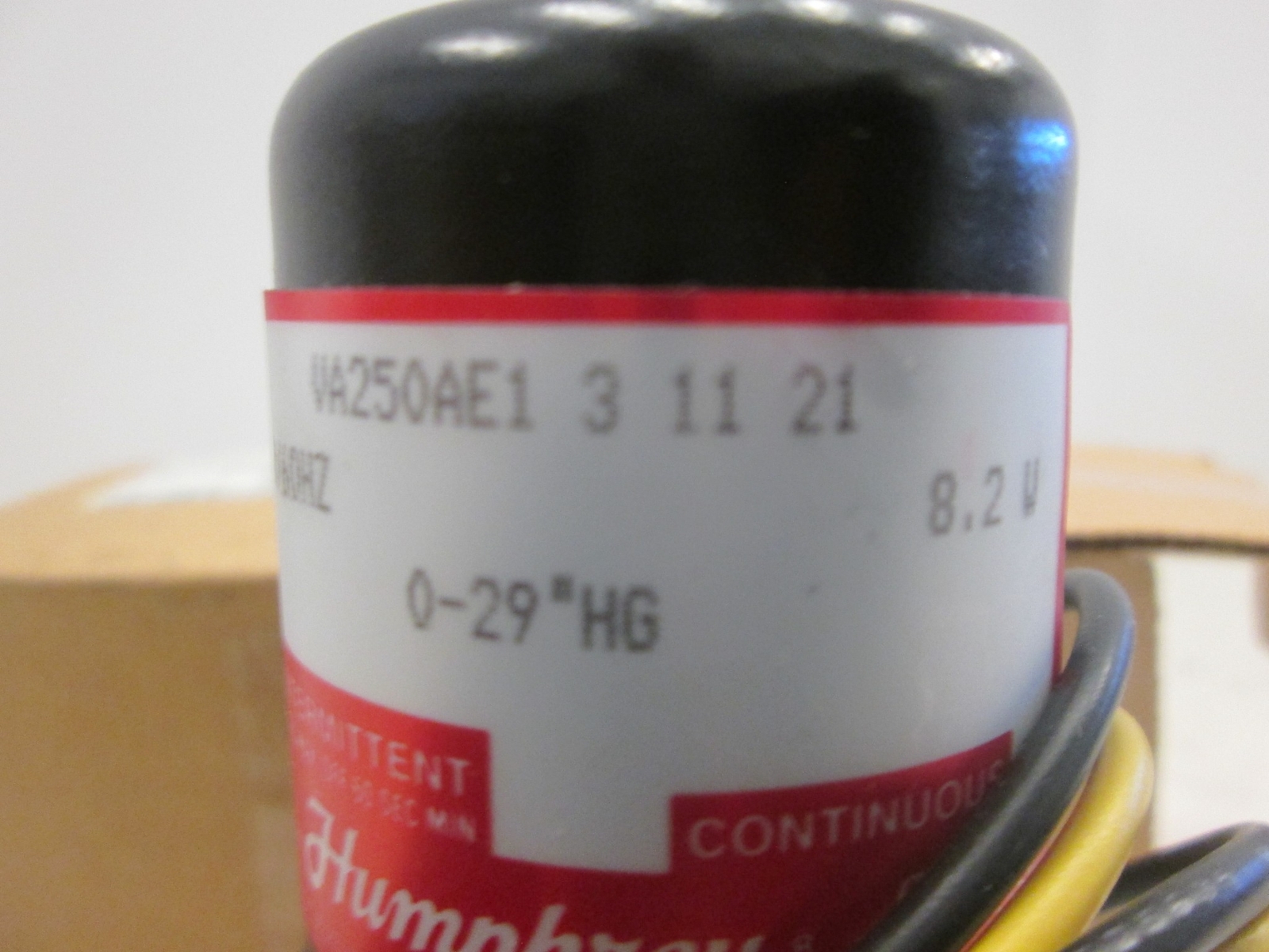 Humphrey, VA250AE1, Solenoid Valve, 120 V, 50/60Hz, 0-29″ HG, New