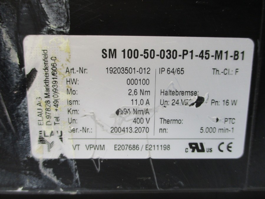 ELAU SM100-50-030-P1-45-M1-B1 19203501-012 400V 11.0/0.91A (AS PICTURED) NSNP