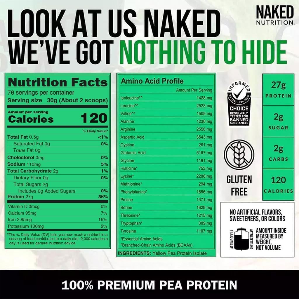 Naked Pea – 5LB 100% Pea Protein Powder from North American Farms Unflavored Veg