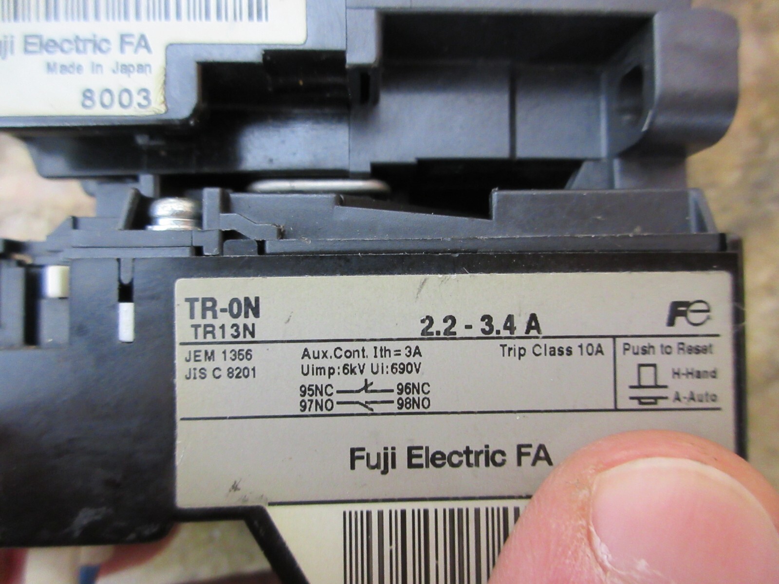 FUJI ELECTRIC SC-03 MAGNETIC CONTACTOR SC11AA TR-ON 0N KIWA EXCEL 510 COLT CNC