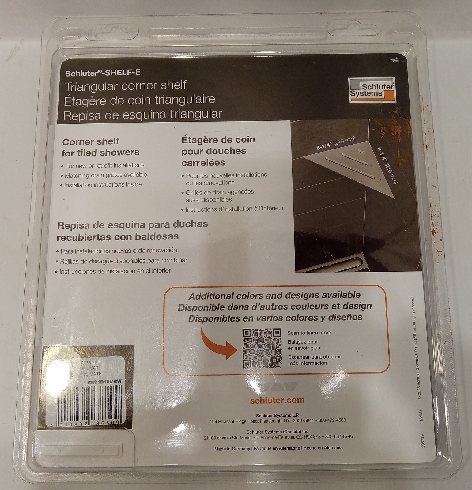 1 NEW SCHLUTER SYSTEMS SES1D10MBW SHELF-E SHELF FOR SHOWERS NNB ***MAKE OFFER***