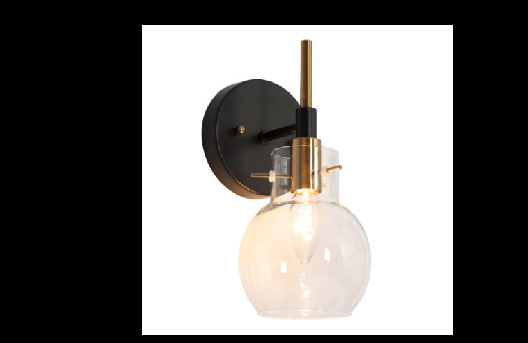 Zenvi 1-Light Modern Black Wall Sconce, DIY Brass Bathroom Vanity Light, Indoor