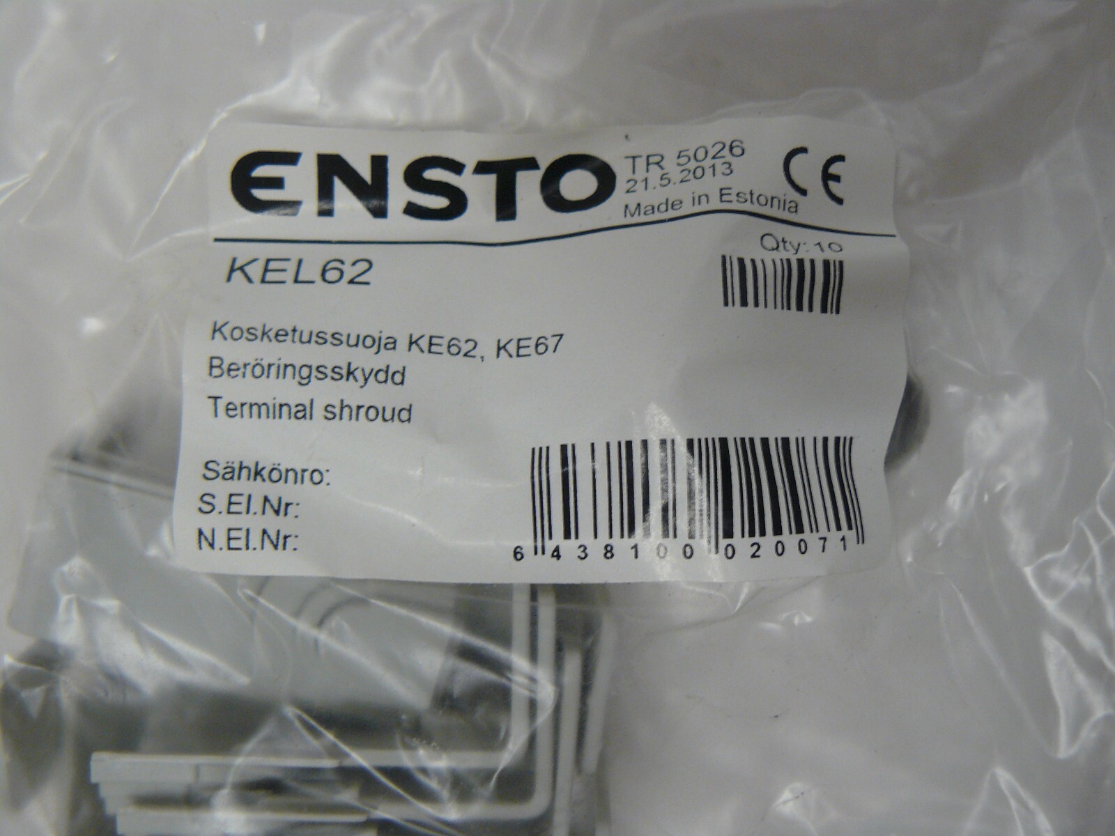 Ensto KEL62 terminal shroud 28mm L x 19.4mm W x 40.8mm H pack of 10 new