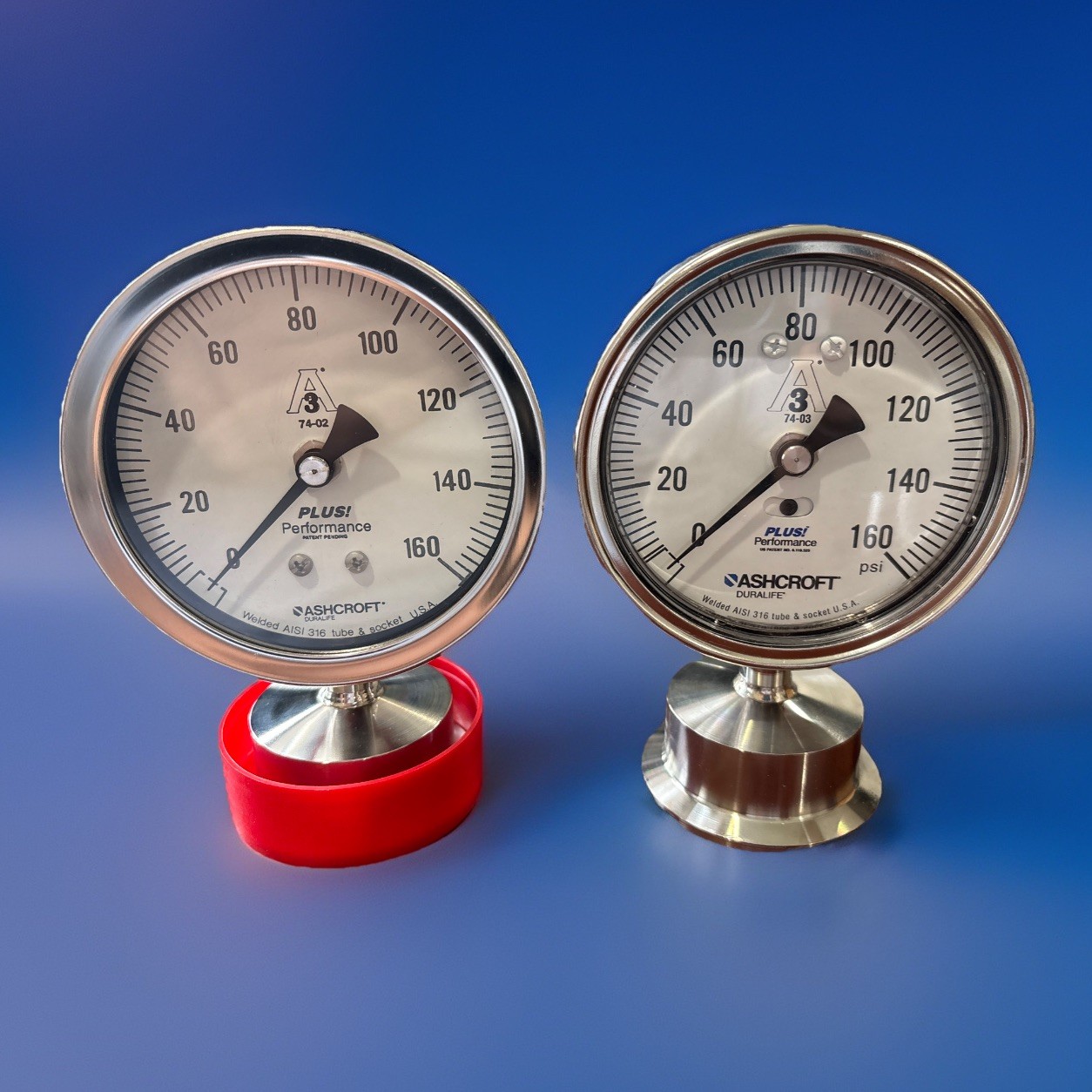 ASHCROFT Sanitary Gauge 35-1032-S-20L-160# 0-160PSI 3-1/2″ inch Dial 2 In: NEW
