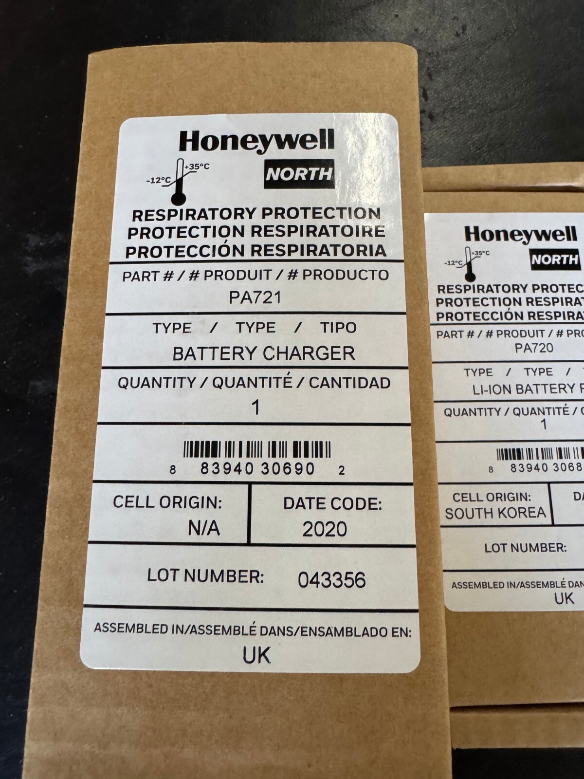 Honeywell North Battery Pack PA720 Battery Charger PA721 & Power cord
