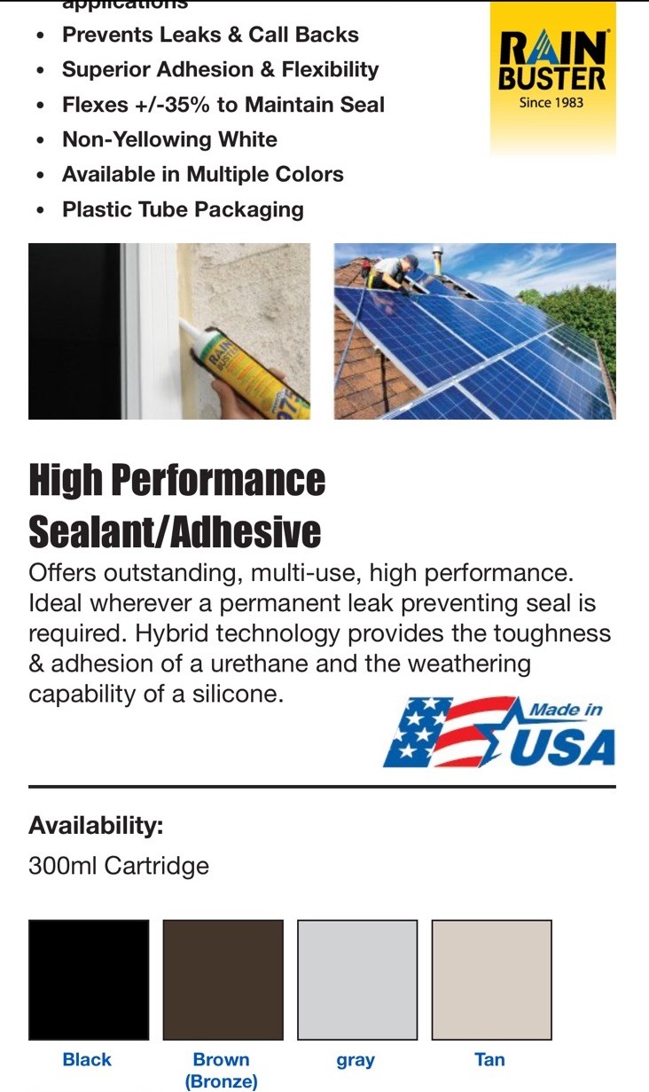 RAIN BUSTER – 975 HIGH PERFORMANCE Polyether (sealant/adhesive) (24PACK)
