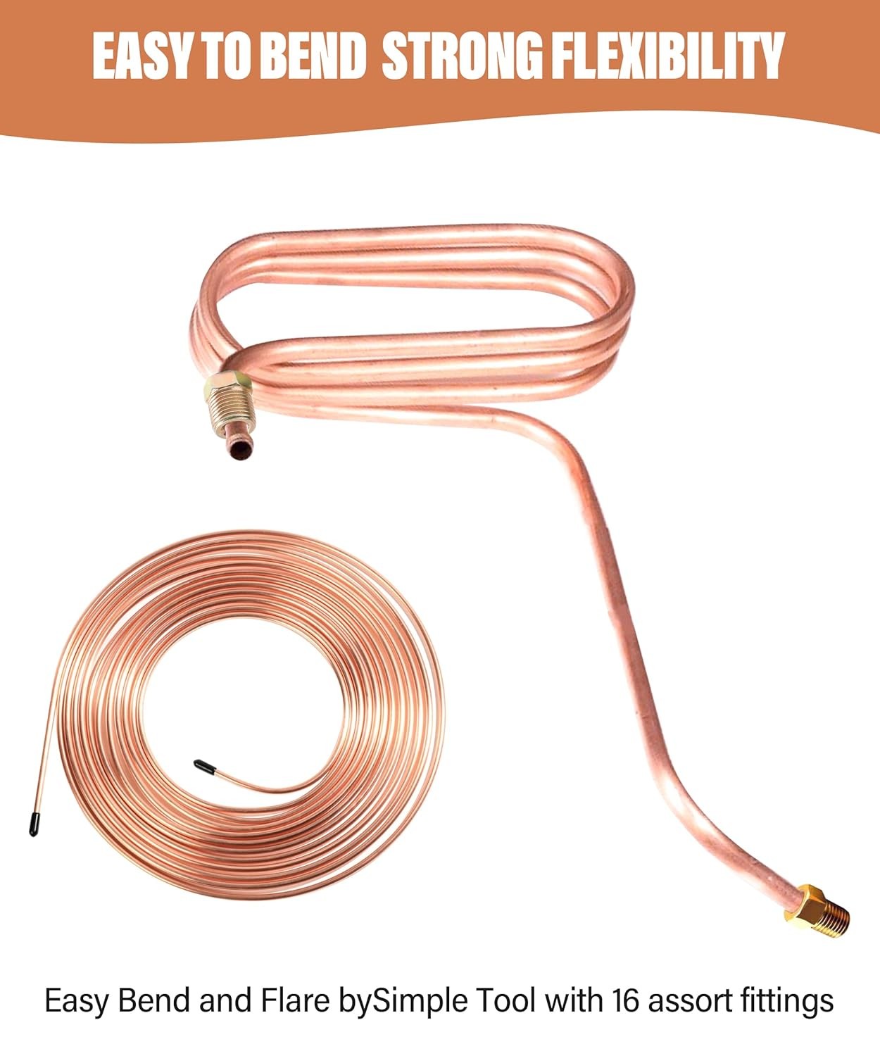 1/4″ Copper Coated Flexible Brake Line Tubing Kit 25ft Car Repair Kit